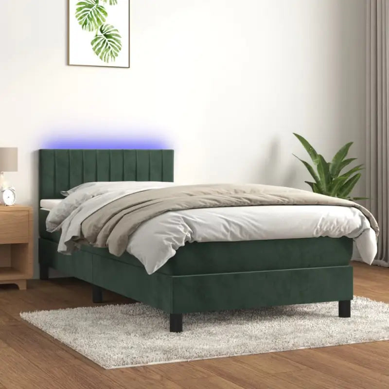 Lichtgrijs boxspring met fluweel materiaal en schuim vulling - Bedden & bedframes