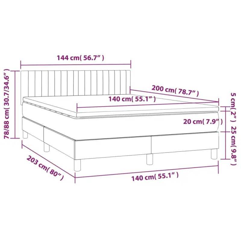 Lichtgrijs boxspring met fluweel materiaal en schuim vulling - Bedden & bedframes