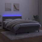Lichtgrijs boxspring met fluweel materiaal en schuim vulling - Bedden & bedframes