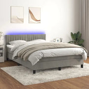 Lichtgrijs boxspring met fluweel materiaal en schuim vulling - Bedden & bedframes