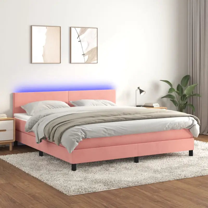 Lichtgrijs boxspring met fluweel materiaal en schuim vulling - Bedden & bedframes
