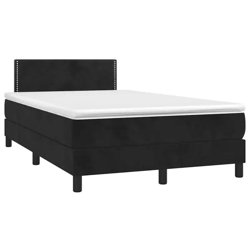 Lichtgrijs boxspring met fluweel materiaal en schuim vulling - Zwart / 120 x 190 cm / Effen met spijkers - Bedden &