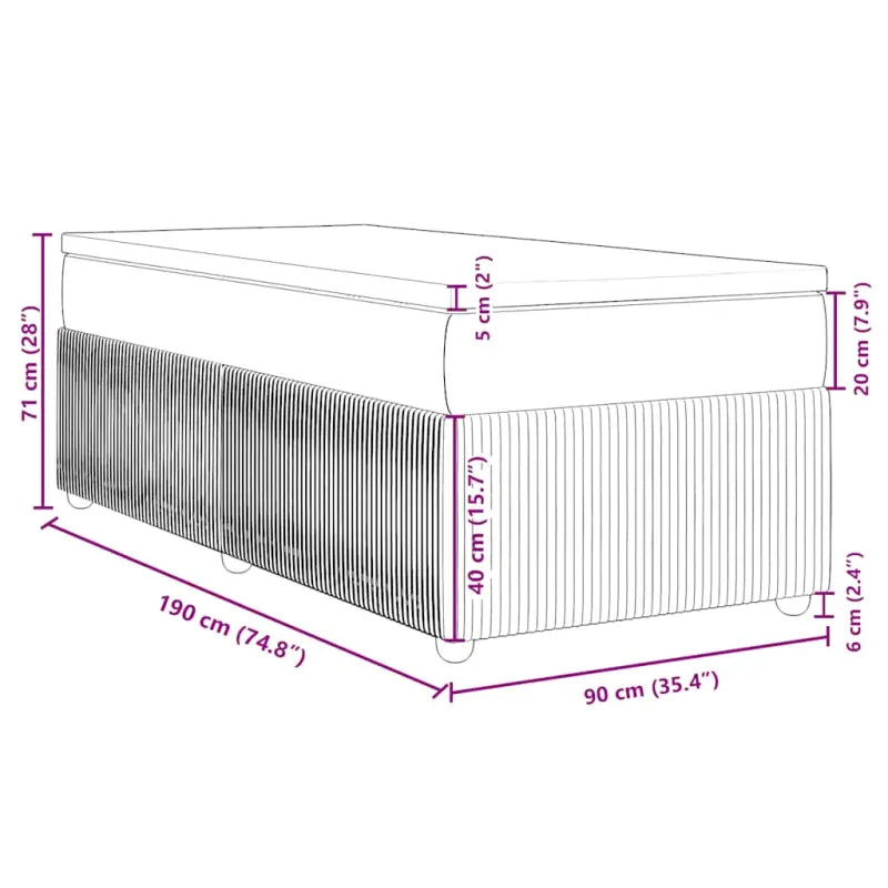 Lichtgrijs boxspringbed met ademend vermogen en duurzaam polyestermateriaal - Bedden & bedframes