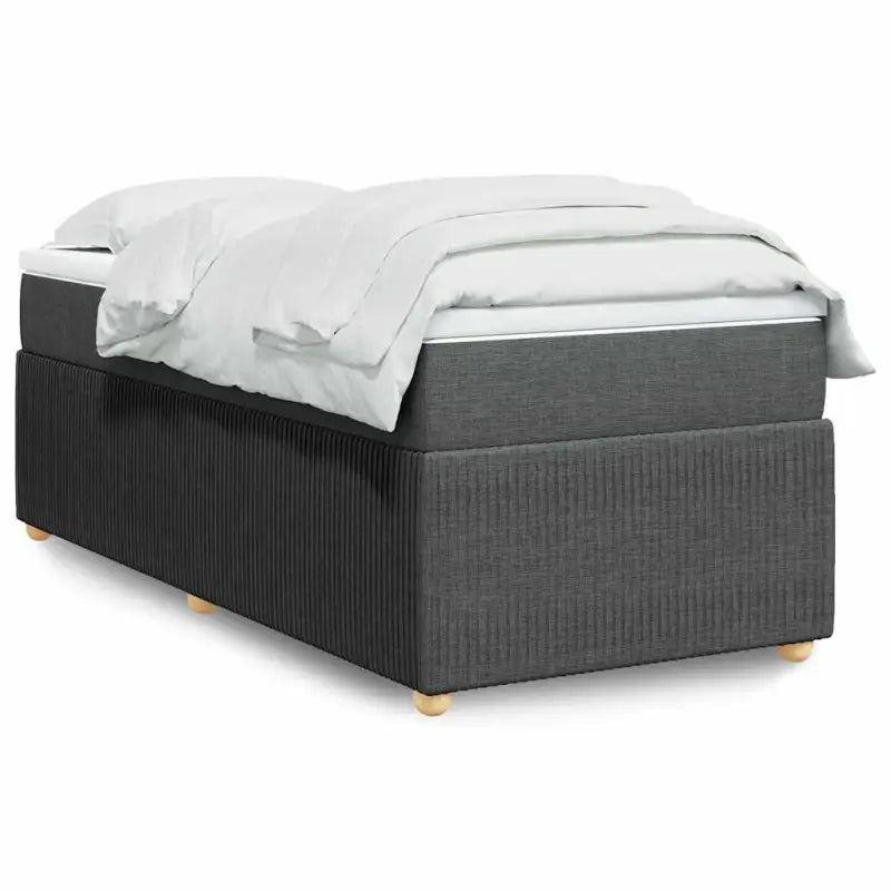 Lichtgrijs boxspringbed met ademend vermogen en duurzaam polyestermateriaal - Donkergrijs / 100 x 200 cm - Bedden &