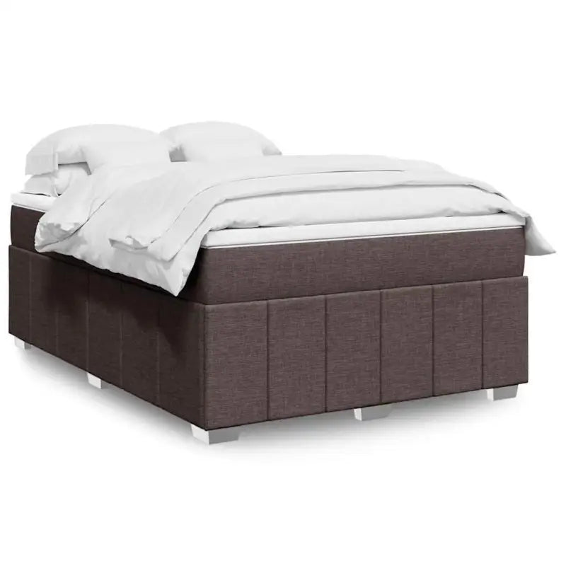 Lichtgrijs boxspringbed met ademend vermogen en duurzame vulling - Donkerbruin / 140 x 190 cm - Bedden & bedframes