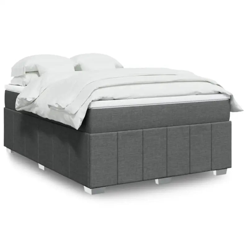Lichtgrijs boxspringbed met ademend vermogen en duurzame vulling - Donkergrijs / 140 x 200 cm - Bedden & bedframes
