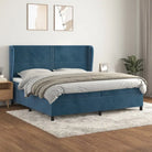 Lichtgrijs materiaal bed met schuim vulling voor comfortabele nachtrust - Donkerblauw / 200 x 200 cm / Effen