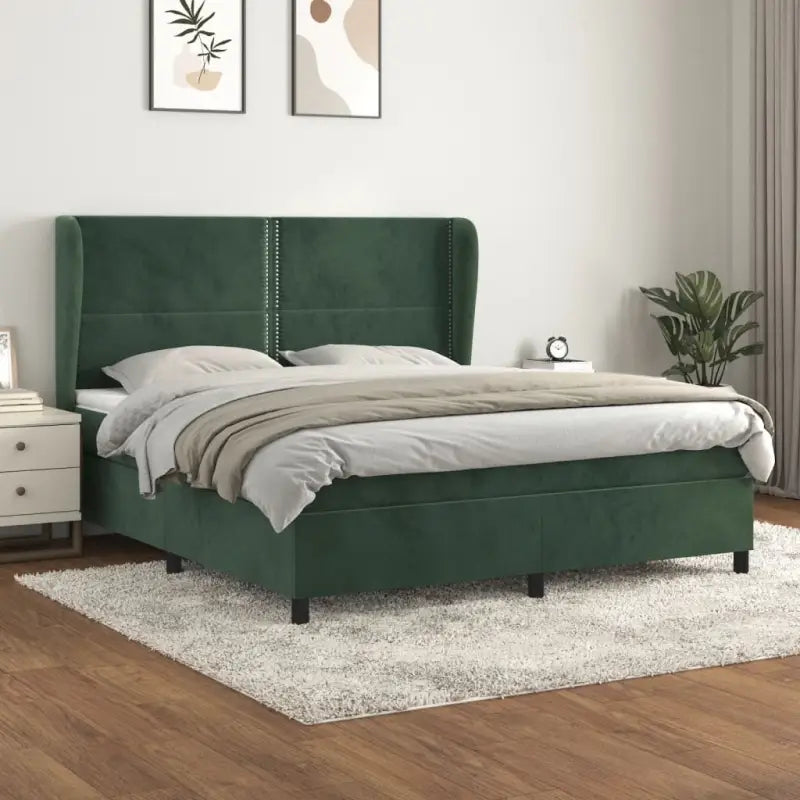 Lichtgrijs materiaal bed met schuim vulling voor comfortabele nachtrust - Donkergroen / 180 x 200 cm / Effen