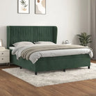 Lichtgrijs materiaal bed met schuim vulling voor comfortabele nachtrust - Donkergroen / 180 x 200 cm / Verticale