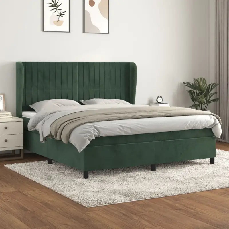 Lichtgrijs materiaal bed met schuim vulling voor comfortabele nachtrust - Donkergroen / 180 x 200 cm / Verticale