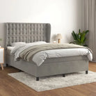 Lichtgrijs materiaal bed met schuim vulling voor comfortabele nachtrust - Lichtgrijs / 140 x 190 cm / knoppwn - Bedden