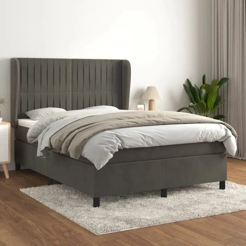 Lichtgrijs materiaal bed met schuim vulling voor comfortabele nachtrust - Donkergrijs / 140 x 200 cm / Verticale