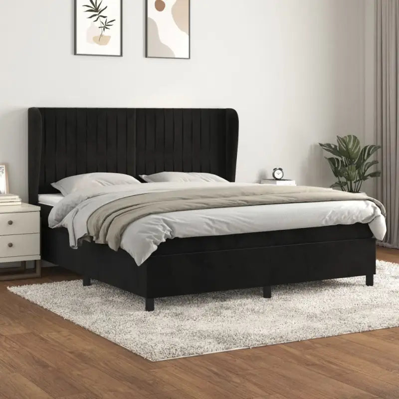 Lichtgrijs materiaal bed met schuim vulling voor comfortabele nachtrust - Zwart / 160 x 200 cm / Verticale strepen