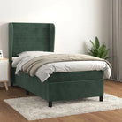 Lichtgrijs materiaal bed met schuim vulling voor comfortabele nachtrust - Donkergroen / 90 x 190 cm / horizontale