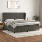 Lichtgrijs materiaal bed met schuim vulling voor comfortabele nachtrust - Donkergrijs / 200 x 200 cm / horizontale