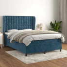Lichtgrijs materiaal bed met schuim vulling voor comfortabele nachtrust - Donkerblauw / 140 x 190 cm / knoppwn - Bedden