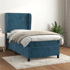 Lichtgrijs materiaal bed met schuim vulling voor comfortabele nachtrust - Donkerblauw / 100 x 200 cm / Effen ontwerp