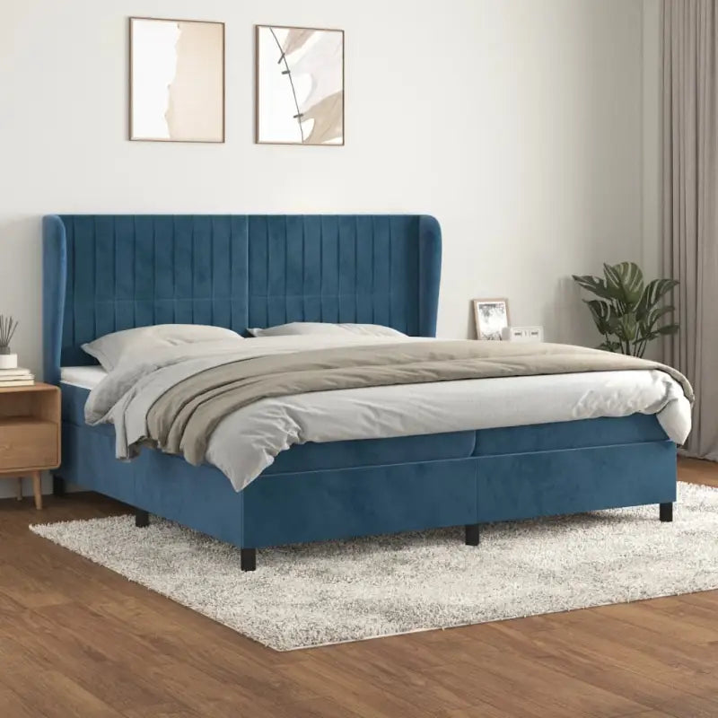 Lichtgrijs materiaal bed met schuim vulling voor comfortabele nachtrust - Donkerblauw / 200 x 200 cm / Verticale