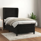 Lichtgrijs materiaal bed met schuim vulling voor comfortabele nachtrust - Zwart / 100 x 200 cm / Verticale strepen