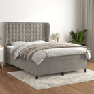 Lichtgrijs materiaal bed met schuim vulling voor comfortabele nachtrust - Lichtgrijs / 140 x 200 cm / knoppwn - Bedden