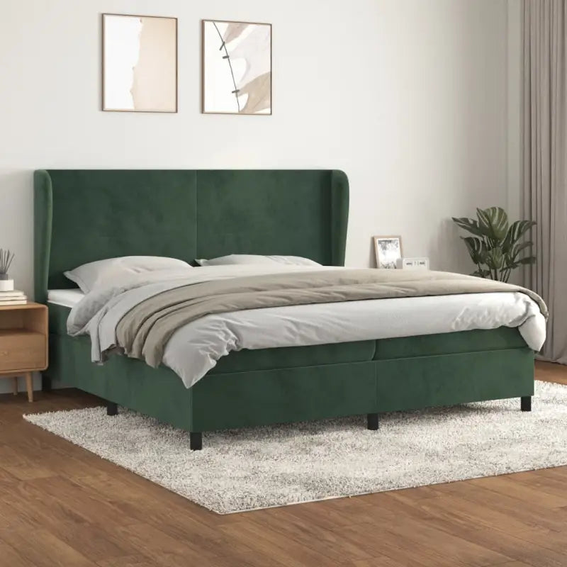 Lichtgrijs materiaal bed met schuim vulling voor comfortabele nachtrust - Donkergroen / 200 x 200 cm / Effen ontwerp
