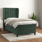 Lichtgrijs materiaal bed met schuim vulling voor comfortabele nachtrust - Donkergroen / 90 x 190 cm / knoppwn - Bedden