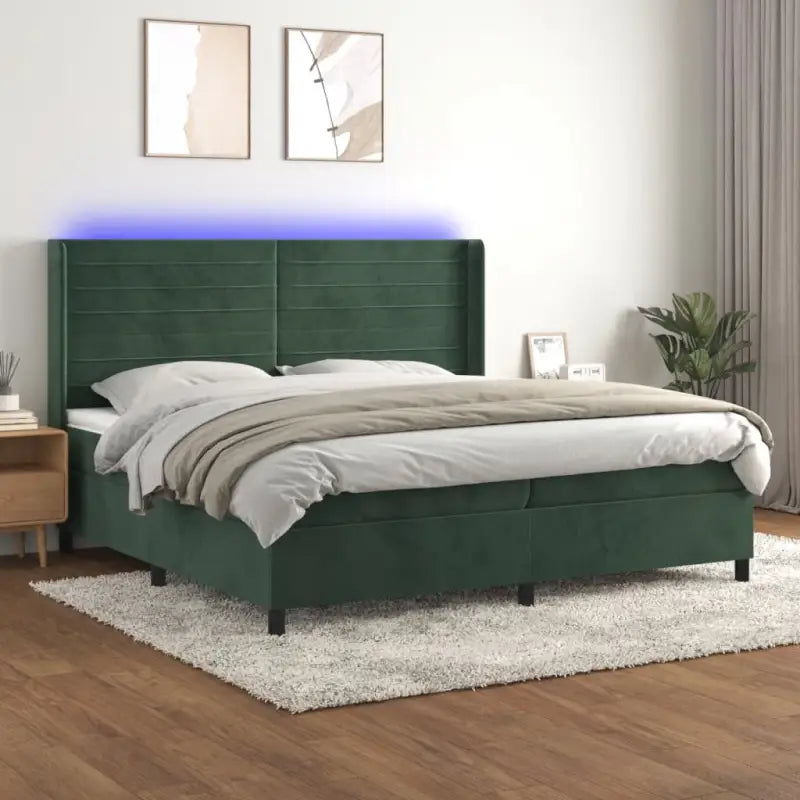 Lichtgrijs materiaal boxspring met schuim vulling voor een rustgevende slaap - Donkergroen / 200 x 200 cm / horizontale