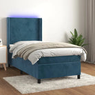 Lichtgrijs materiaal boxspring met schuim vulling voor een rustgevende slaap - Donkerblauw / 80 x 200 cm / Effen