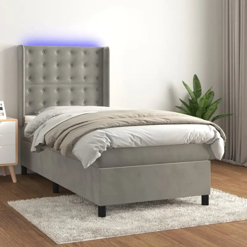 Lichtgrijs materiaal boxspring met schuim vulling voor een rustgevende slaap - Lichtgrijs / 80 x 200 cm / knoppwn