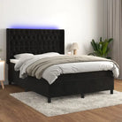 Lichtgrijs materiaal boxspring met schuim vulling voor een rustgevende slaap - Zwart / 140 x 190 cm / Getuft ontwerp