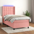 Lichtgrijs materiaal boxspring met schuim vulling voor een rustgevende slaap - Roze / 80 x 200 cm / knoppwn - Bedden &