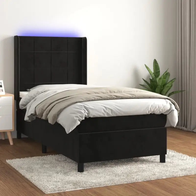 Lichtgrijs materiaal boxspring met schuim vulling voor een rustgevende slaap - Zwart / 100 x 200 cm / Blok