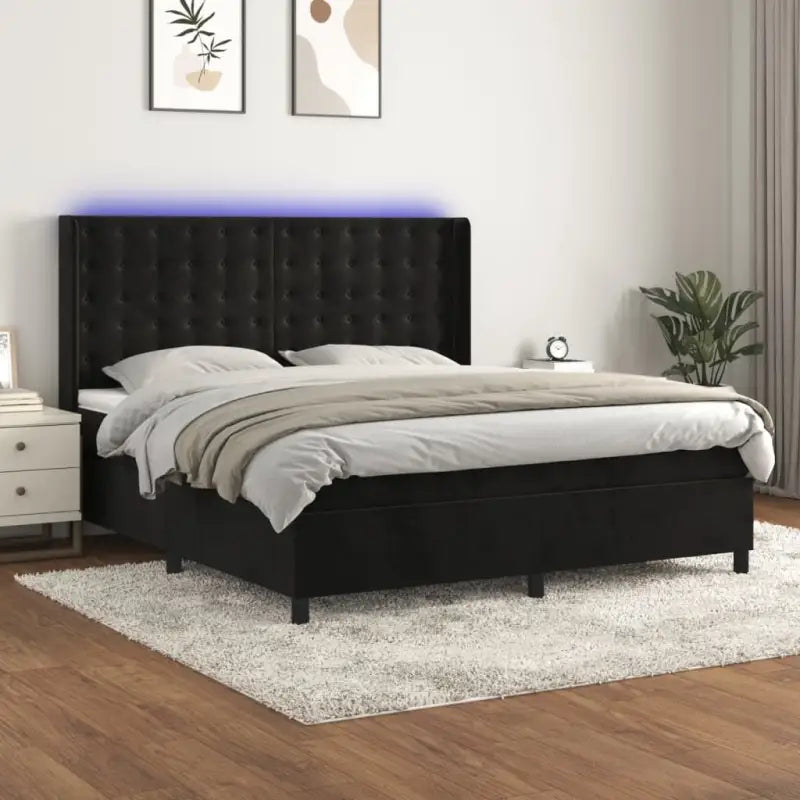 Lichtgrijs materiaal boxspring met schuim vulling voor een rustgevende slaap - Zwart / 160 x 200 cm / knoppwn - Bedden