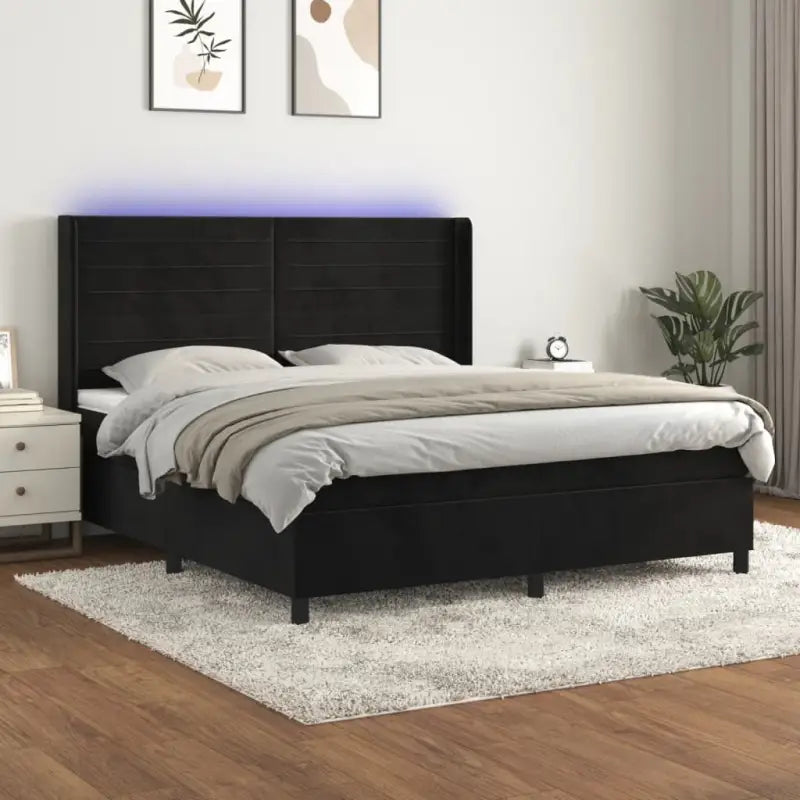 Lichtgrijs materiaal boxspring met schuim vulling voor een rustgevende slaap - Zwart / 160 x 200 cm / horizontale