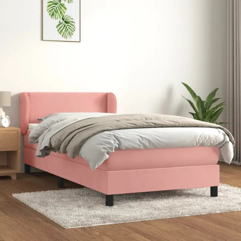 Lichtgrijs materiaal voor boxspringbed met schuim vulling en juiste afmetingen - Roze / 90 x 200 cm / Effen