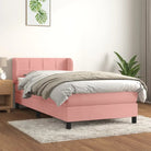Lichtgrijs materiaal voor boxspringbed met schuim vulling en juiste afmetingen - Roze / 90 x 190 cm / Blok