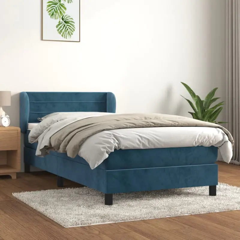 Lichtgrijs materiaal voor boxspringbed met schuim vulling en juiste afmetingen - Donkerblauw / 100 x 200 cm