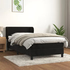 Lichtgrijs materiaal voor boxspringbed met schuim vulling en juiste afmetingen - Zwart / 80 x 200 cm / Effen