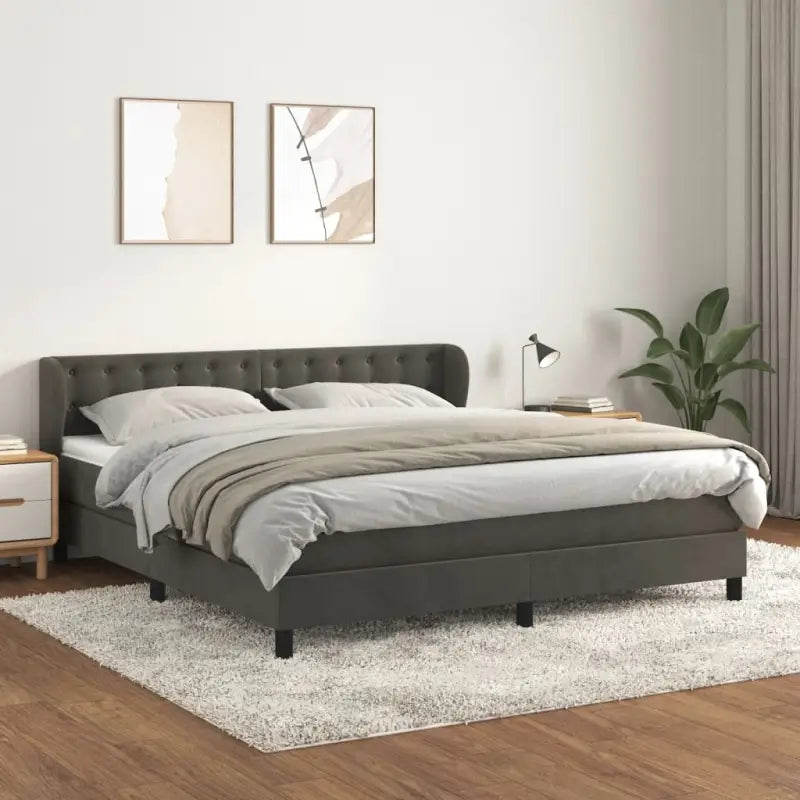 Lichtgrijs materiaal voor boxspringbed met schuim vulling en juiste afmetingen - Donkergrijs / 180 x 200 cm / knoppwn