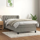 Lichtgrijs materiaal voor boxspringbed met schuim vulling en juiste afmetingen - Lichtgrijs / 90 x 190 cm / Getuft
