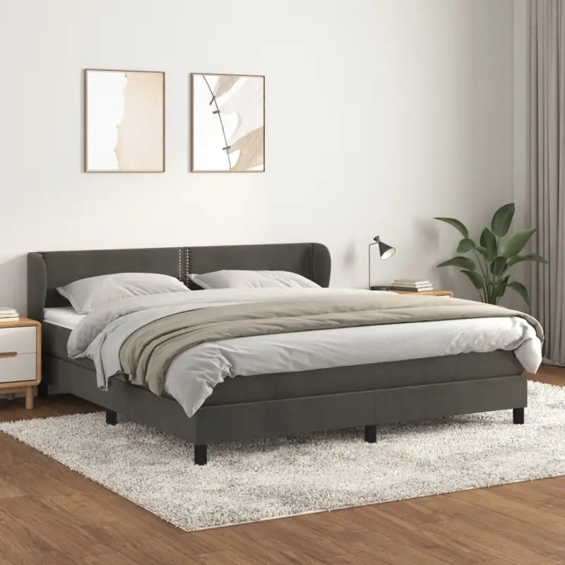 Lichtgrijs materiaal voor boxspringbed met schuim vulling en juiste afmetingen - Donkergrijs / 160 x 200 cm / Effen