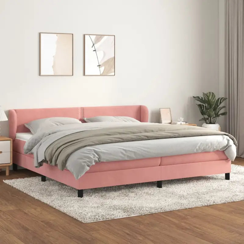 Lichtgrijs materiaal voor boxspringbed met schuim vulling en juiste afmetingen - Roze / 200 x 200 cm / Effen