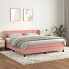 Lichtgrijs materiaal voor boxspringbed met schuim vulling en juiste afmetingen - Roze / 160 x 200 cm / knoppwn - Bedden