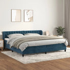 Lichtgrijs materiaal voor boxspringbed met schuim vulling en juiste afmetingen - Donkerblauw / 200 x 200 cm / Getuft