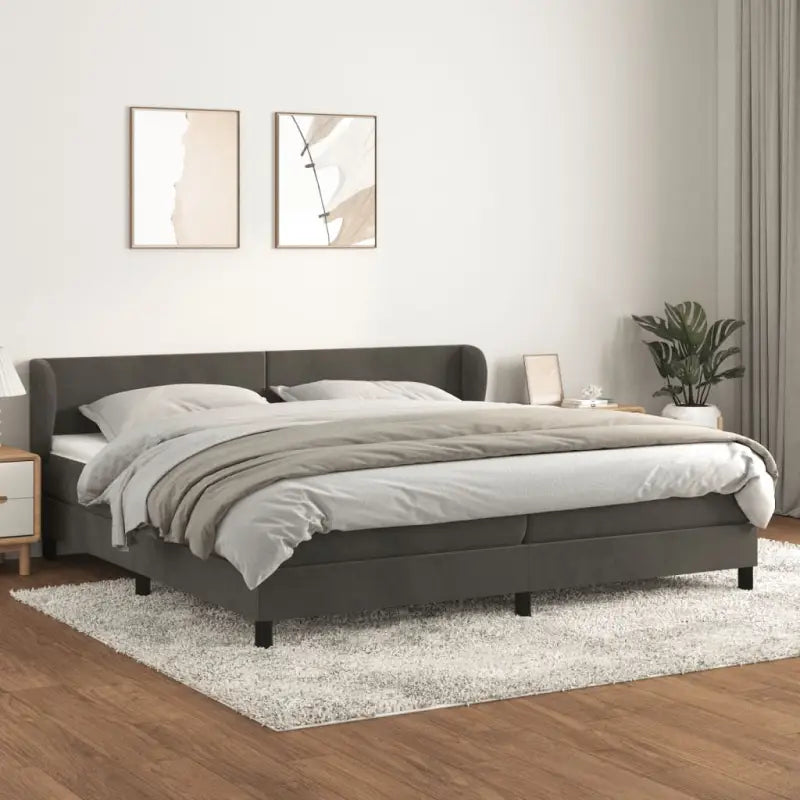 Lichtgrijs materiaal voor boxspringbed met schuim vulling en juiste afmetingen - Donkergrijs / 200 x 200 cm / Effen