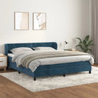 Lichtgrijs materiaal voor boxspringbed met schuim vulling en juiste afmetingen - Donkerblauw / 180 x 200 cm / Effen