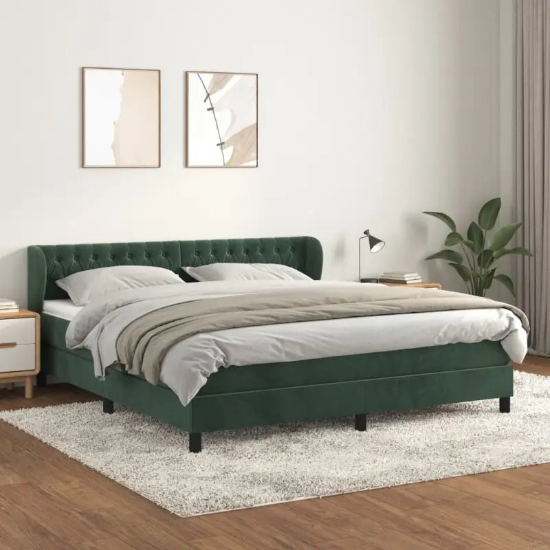 Lichtgrijs materiaal voor boxspringbed met schuim vulling en juiste afmetingen - Donkergroen / 180 x 200 cm / Getuft