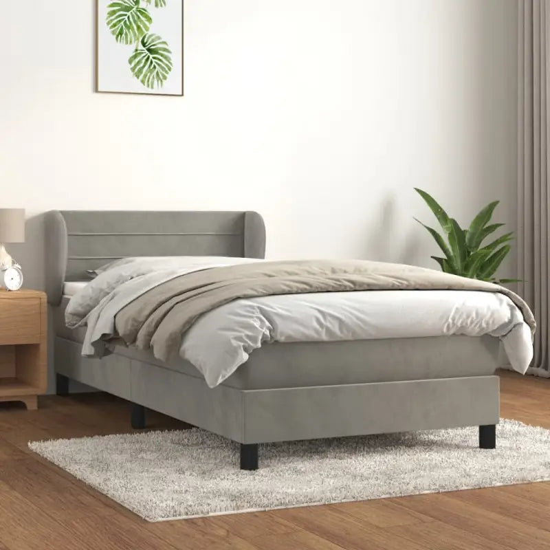 Lichtgrijs materiaal voor boxspringbed met schuim vulling en juiste afmetingen - Donkergrijs / 90 x 200 cm