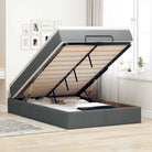 Lichtgrijs Ottomaans Bed met Ruime Opbergruimte en Vulling - Donkergrijs / 120 x 190 - Bedden & bedframes
