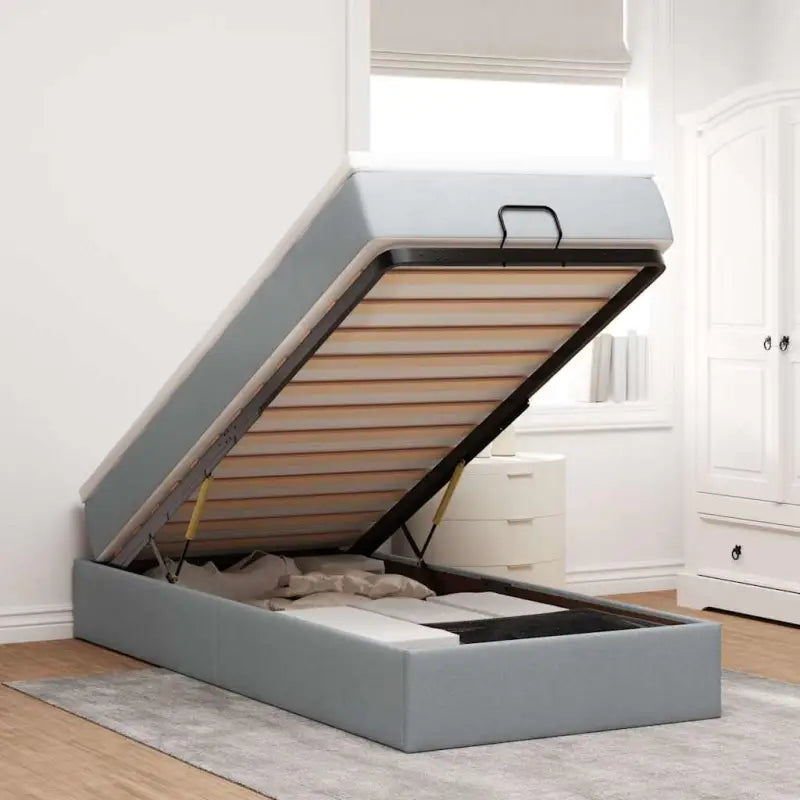 Lichtgrijs Ottomaans Bed met Ruime Opbergruimte en Vulling - Lichtgrijs / 80 x 200 cm - Bedden & bedframes